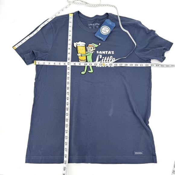 Mens LIFE IS GOOD Santa's Little Helper T-SHIRT Christmas ELF Funny Tee Size L - Picture 9 of 9